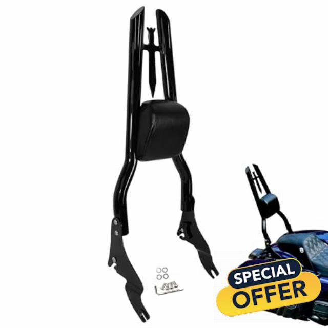 Motorcycle Detachable 30" Height Sissy Bar Passenger Backrest Rear Pad Compatible for Harley Touring Road King Street Glide Road Glide Electra Glide Ultra Limited 2009-2024 Black