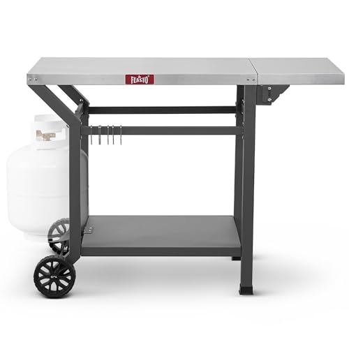 40’’x20’’ Movable Pizza Oven Table with Wheels