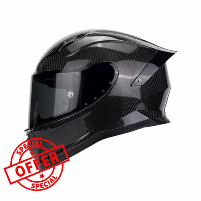 Carbon Fiber Full Face Motorcycle Helmets with Spoiler Sport Touring Street Motorcycle Helmet - Bluetooth Ready Speaker Pockets