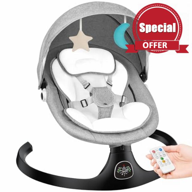 Electric Baby Swing for Infants Portable Baby Bouncer Rocker with 5 Speeds