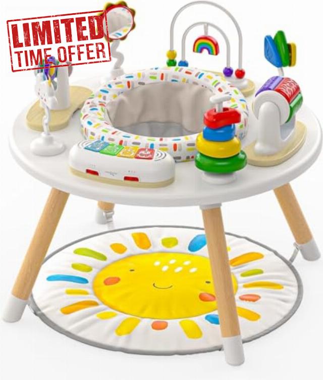 Move2Play 4-in-1 Baby Activity Center | Montessori-Inspired Design | 8 Interactive Toys | Tummy Time