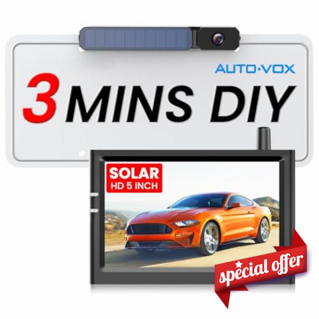 AUTO-VOX Solar Wireless Backup Camera with 5" HD Monitor