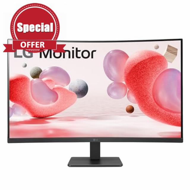 LG 32MR50C-B Curved Monitor 32-Inch FHD 100Hz AMD FreeSync OnScreen Control Dynamic Action Sync Black Stabilizer Tilt Stand (HDMI) - Black