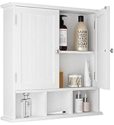 ChooChoo Bathroom Wall Mirror Cabinet, Medicine Cabinet with Single Door and Adjustable Shelf, Ov...