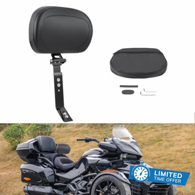 Adjustable Driver Backrest Front Rider Back Rest Compatible with Can Am F3/F3-L/F3-S/F3-T 2015-2024(With Storage Pouch)
