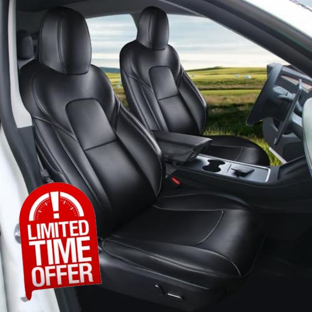 Tesla Model Y Seat Covers Full Set Car 2024 2023 2022 2021 2020 Tesla Seat Covers Model Y 5 Seat Car Nappa Leather Seat Cover Tesla Model Y (Black)