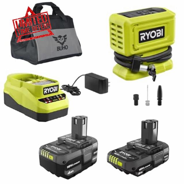 Buho Cordless Inflator Accessory Bundle - 18 Volt High Pressure Inflator