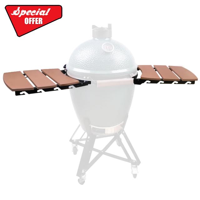 FIRELOOP 3 Slat Side Shelves for Large Big Green Egg Charcoal Grill Table for L Big Green Egg