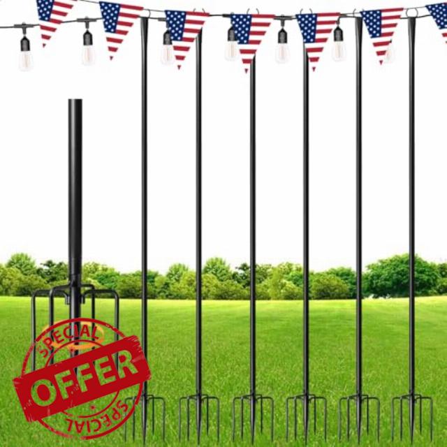 6 Pack String Light Poles for Outdoor