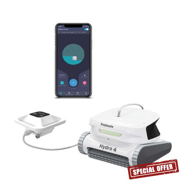 POOLMATE Hydro 4 Battery Robotic Pool Cleaner: Automatic Robotic Pool Cleaner Lasts 210 Mins Cleaning