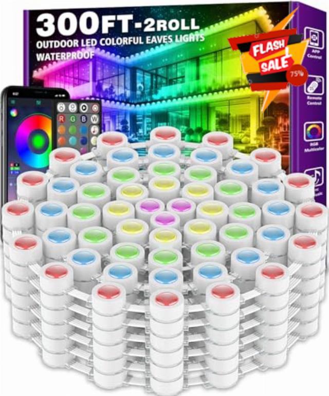 300FT Permanent Outdoor RGB Lights - IP67 Waterproof with Smart App Control Remote