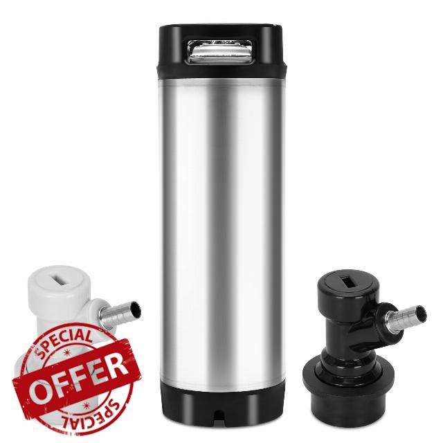 Beer Keg 5 Gallon Keg Made of Stainless Steel with Double Rubber Grips