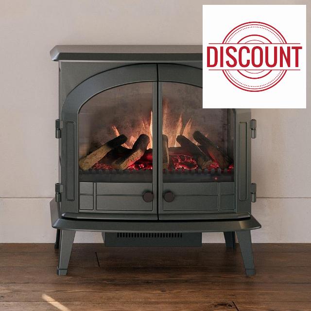 Modern Ember Freestanding Electric Fireplace Stove Heater in Hunter Green with Multi-Color Ember Bed | Smart Technology | Alexa & Google Control | 1500W | Indoor Portable Heater | Safety Shutoff
