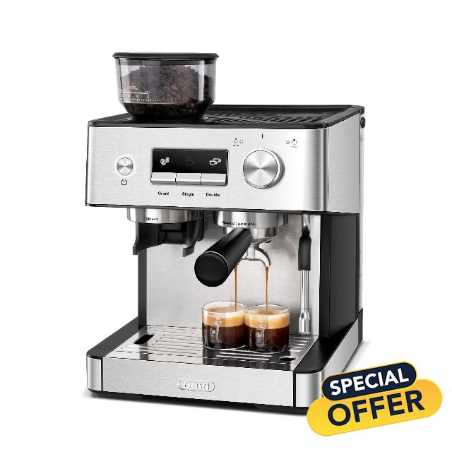 Gevi Espresso Machine With Grinder & Steam Wand