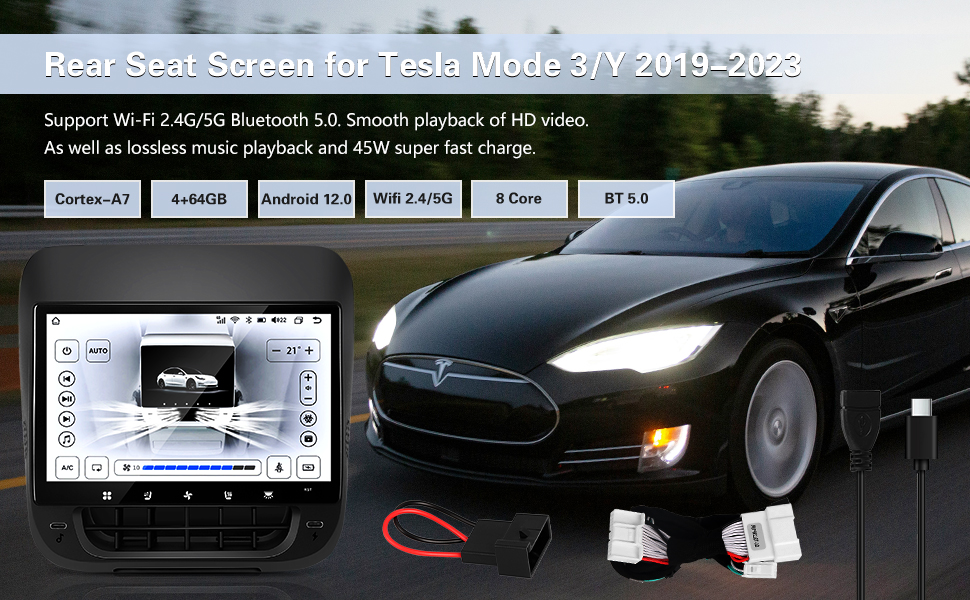Rear Seat Screen for Tesla M3/Y 2019-2023