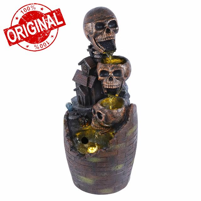 31.5'' Outdoor Water Fountain Floor-Standing Modern Fountain Skull Style Waterfall Fountain Outdoor Waterfall Fountain Decor for Porch