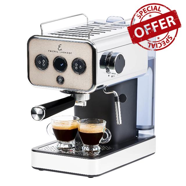 Emeril Lagasse Semi-Automatic 15-Bar Pro Espresso Machine with Milk Frother Steam Wand