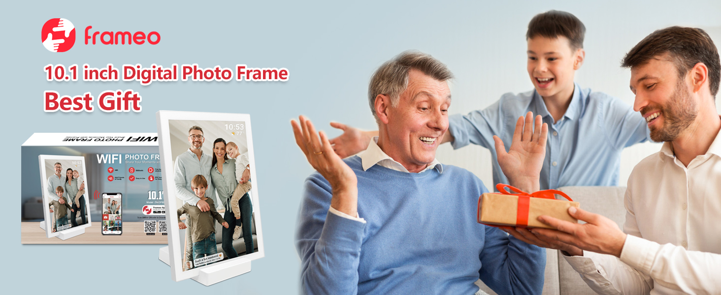 32GB FRAMEO 10.1 Inch Smart WiFi Digital Photo Frame 1280x800 IPS LCD Touch Screen