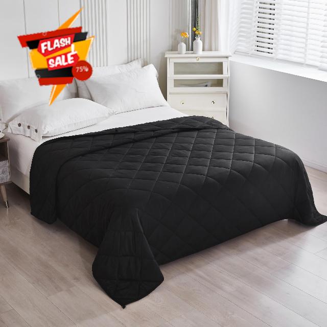 40lbs Heavy Weighted Blanket King Size - Black - Heavy Weight for California King Beds - Ultra Soft Fabric