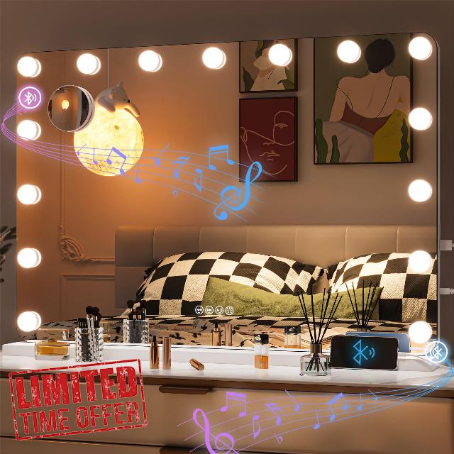 Hasipu 31" x 22" Vanity Mirror with Lights and Bluetooth Speaker