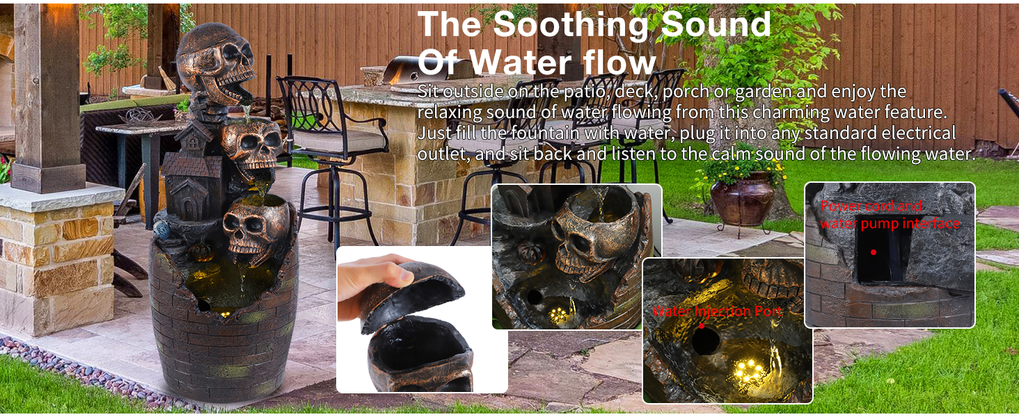 skull style outdoor fountain