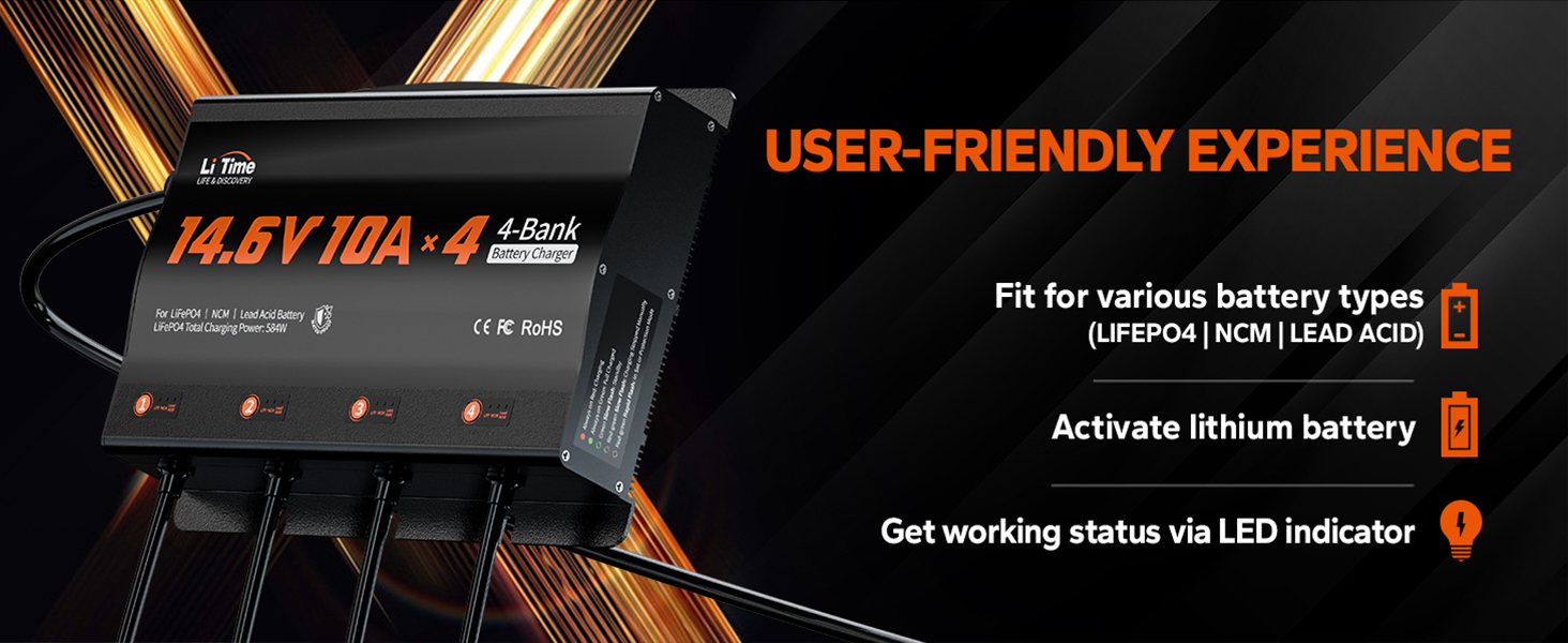 4bank lithium battery charger