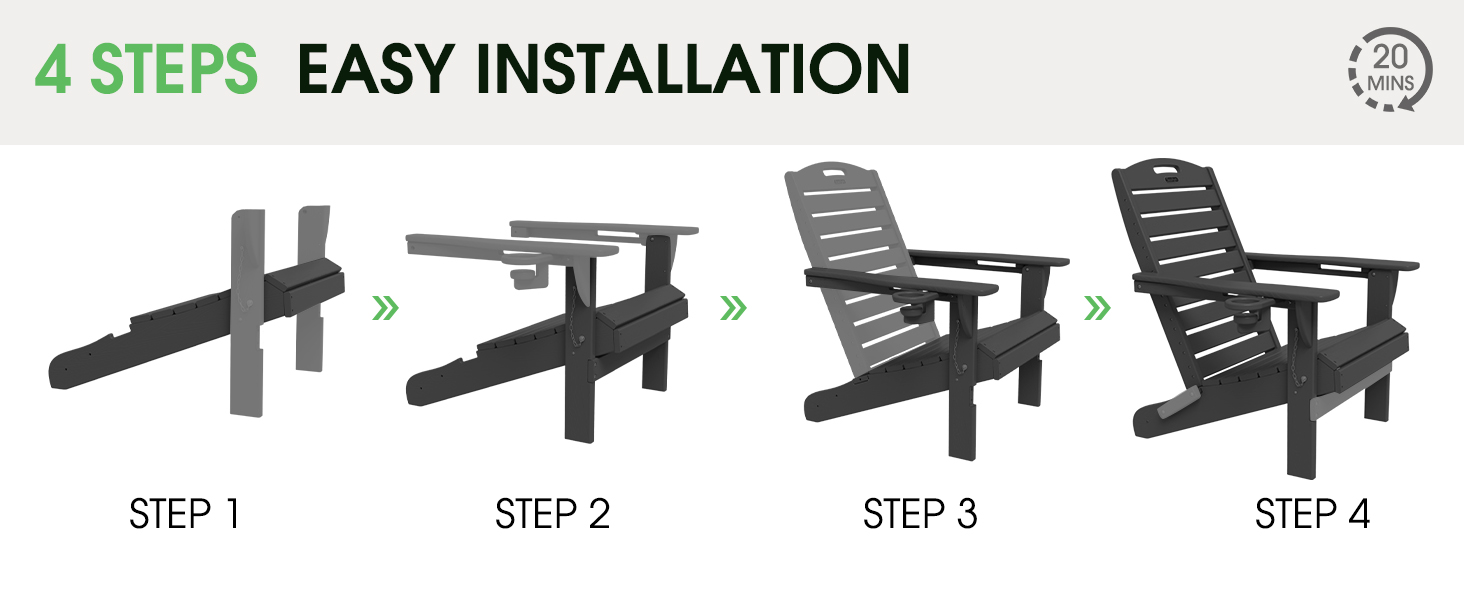 4 Steps, 20 Mins, easy to assemble the fire pit chairs