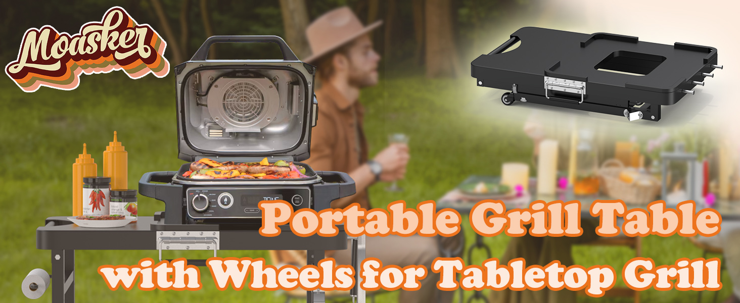 Portable Outdoor Grill Table for Ninja Woodfire OG900 OG700 OG800 Grill Cart