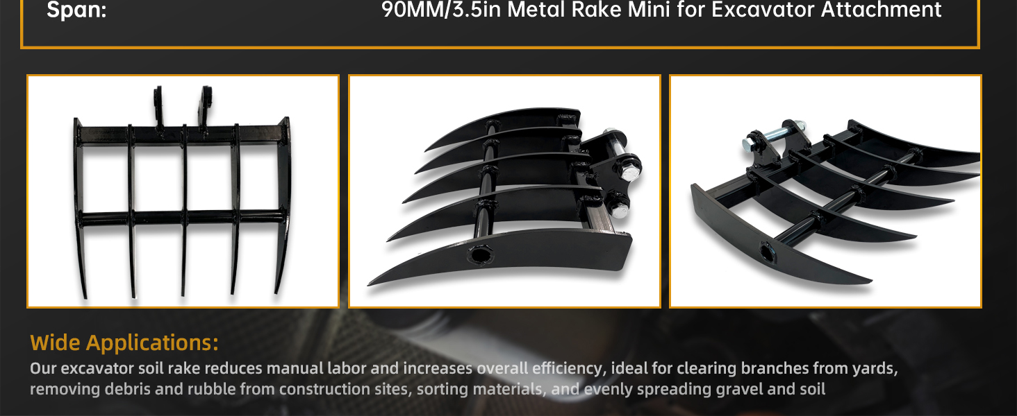 Small Mini Digger Rake