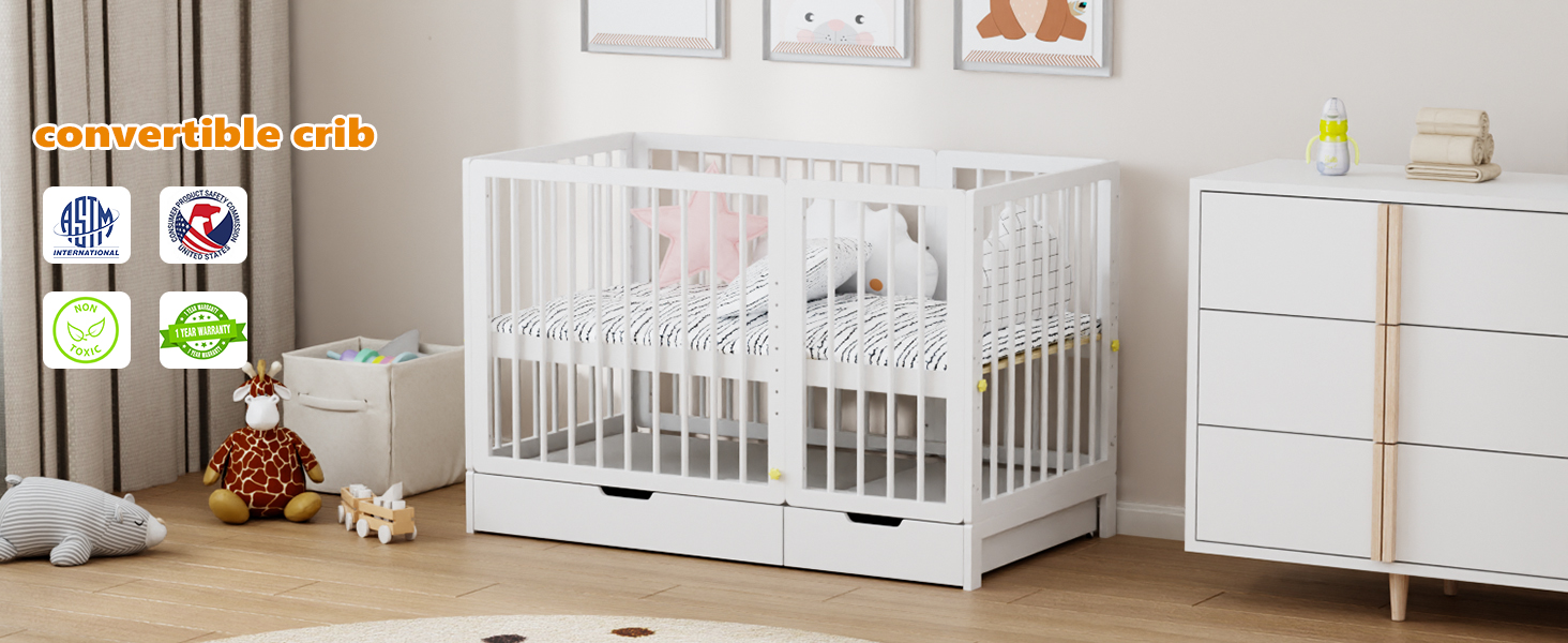 crib with drawer