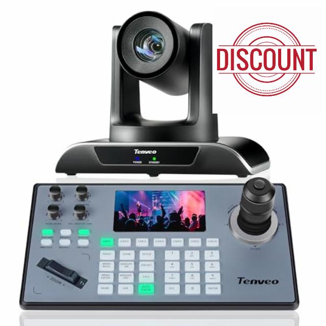 Tenveo PTZ Camera and Controller - 20X Optical Zoom PTZ Camera with HDMI/USB3.0/LAN(PoE) and PTZ Controller Joystick Keyboard Bundle/Kits for Church Worship Services Live Streaming Video Conference