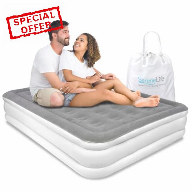 SereneLife Luxury Full Size Air Mattress with Built-in High-Speed Pump