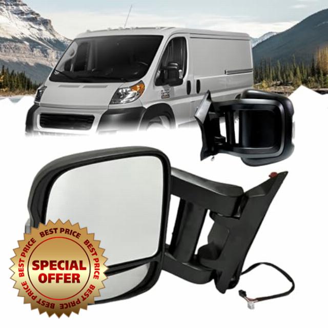 Driver Side Mirror Compatible with 2014-2023 Ram Promaster 1500 2500 3500 Extended Long Arm With Heated