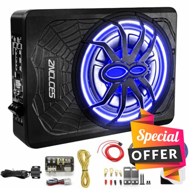 2025 Upgraded 10" 1200W Slim Under Seat Powered Car Subwoofer
