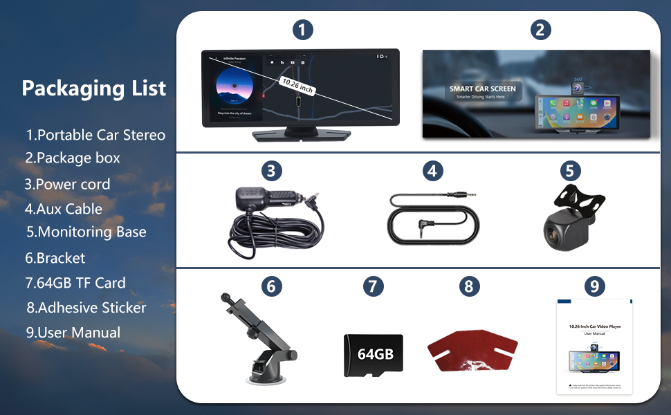 carplay screen for car with dashcam