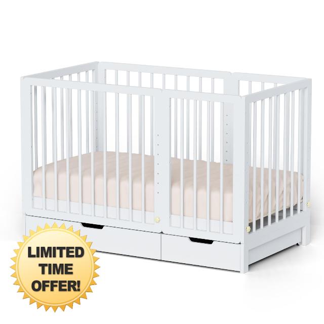 JOYMOR 8-in-1 Convertible Crib with Drawer