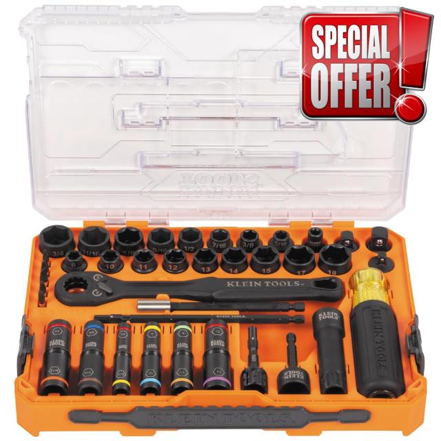 Klein Tools 65500KNECT KNECT Complete Impact Pass Through and Flip Socket Set