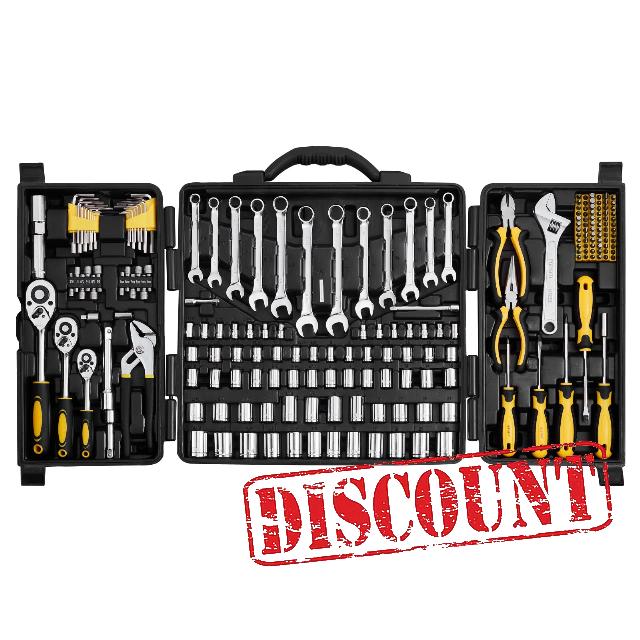 VEVOR Mechanics Tool Set 207 Pieces 1/4" 3/8" 1/2" Drive Sockets -SAE and Metric Mechanic Tool Kit with Bits - Wrenches