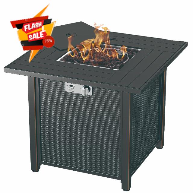 Propane Fire Pit 30 Inch Outdoor Gas Fire Pit | Steel Fire Table with Lid | Patio Fire Pit Table & Outdoor Fire Pir Propane for Deck