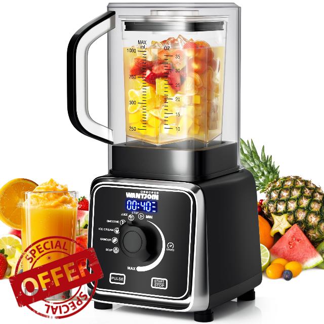 WantJoin Professional Countertop Quiet Blender - Silent Blender for Kitchen with Sound ShieldSelf