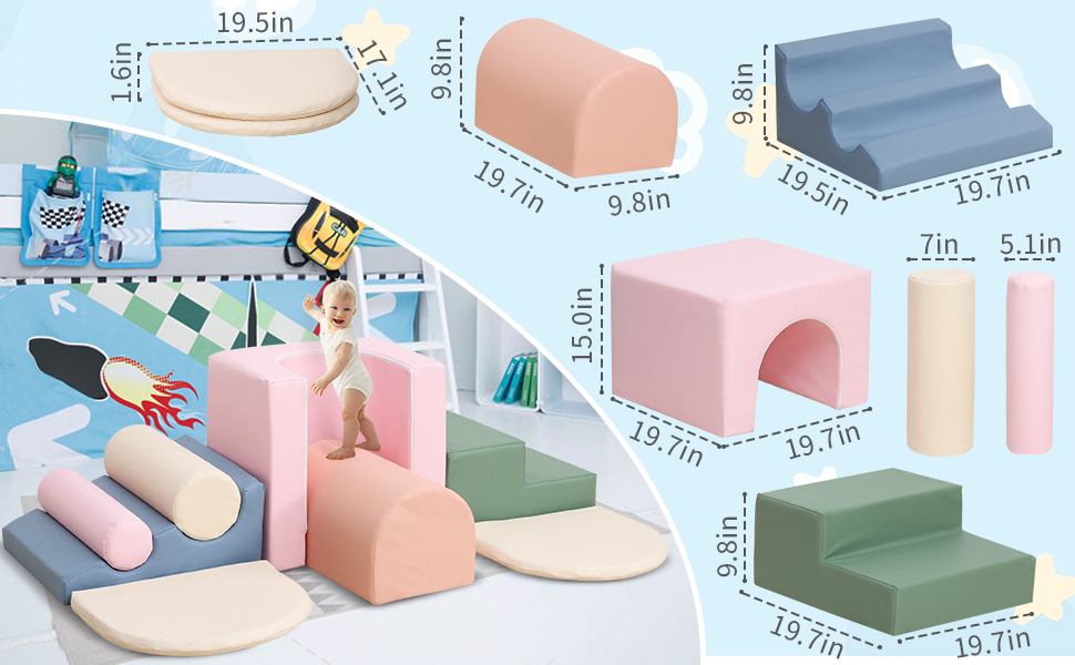 Climbing Toys For Toddlers 1-3, 8-Piece Baby Foam Climbing Blocks for Toddlers 1-3 Inside