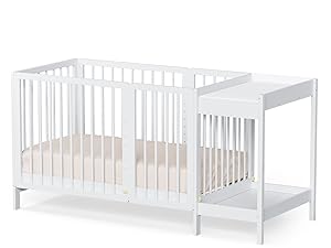 crib with changer and pad