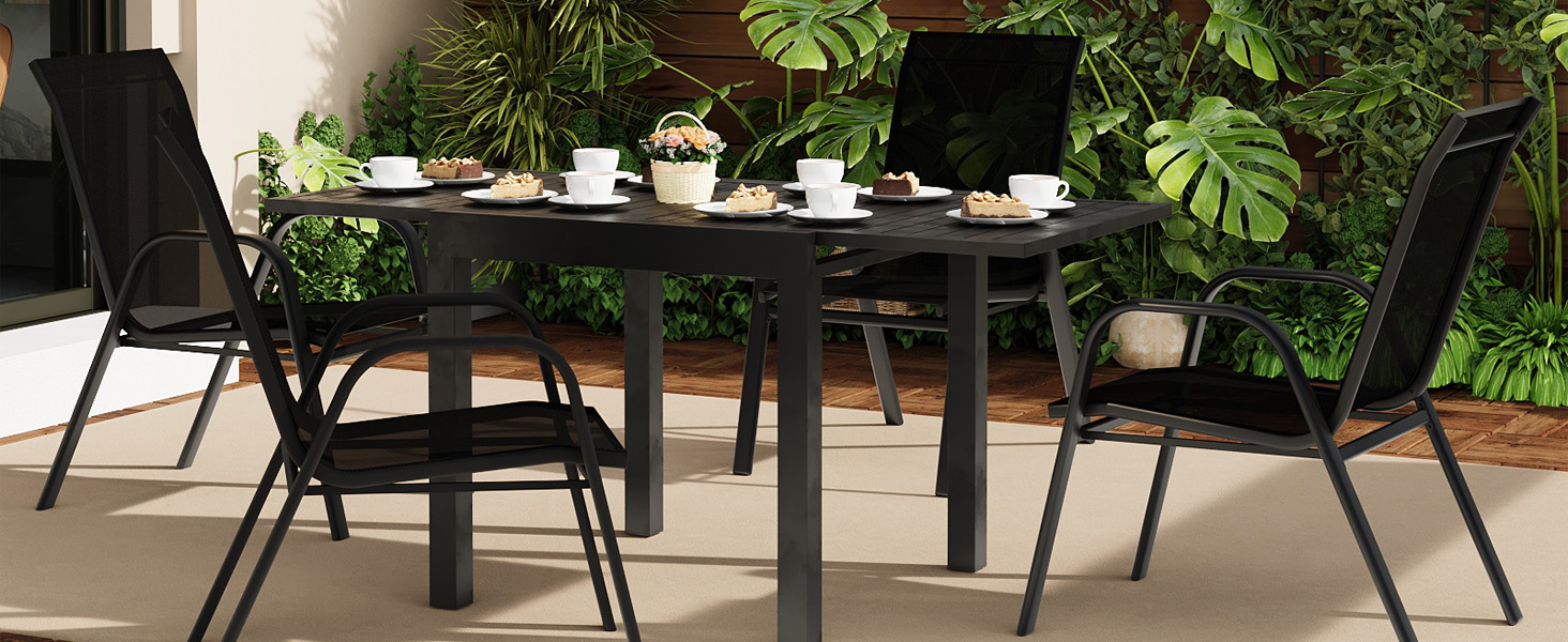 Patio Stackable Chairs Set of 4