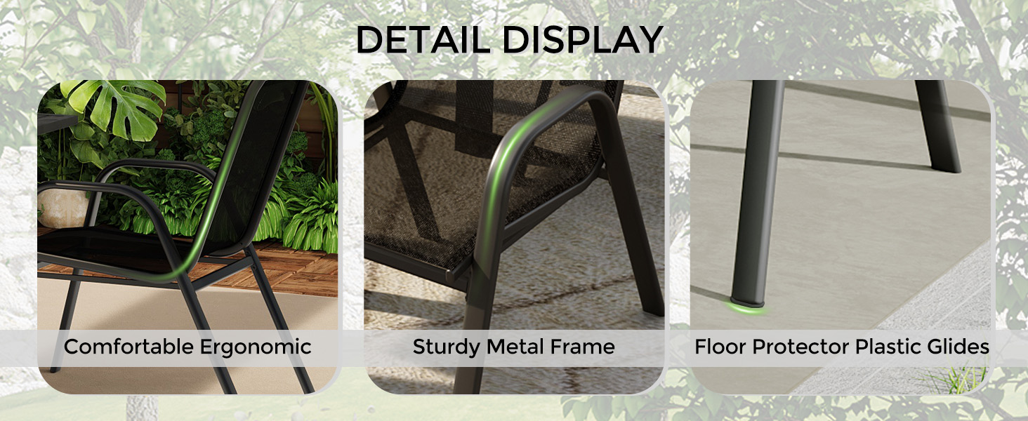 Patio Stackable Chairs Set of 4