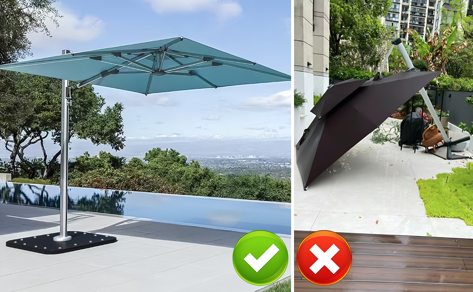 Offset Patio Umbrella Steel Plate Base