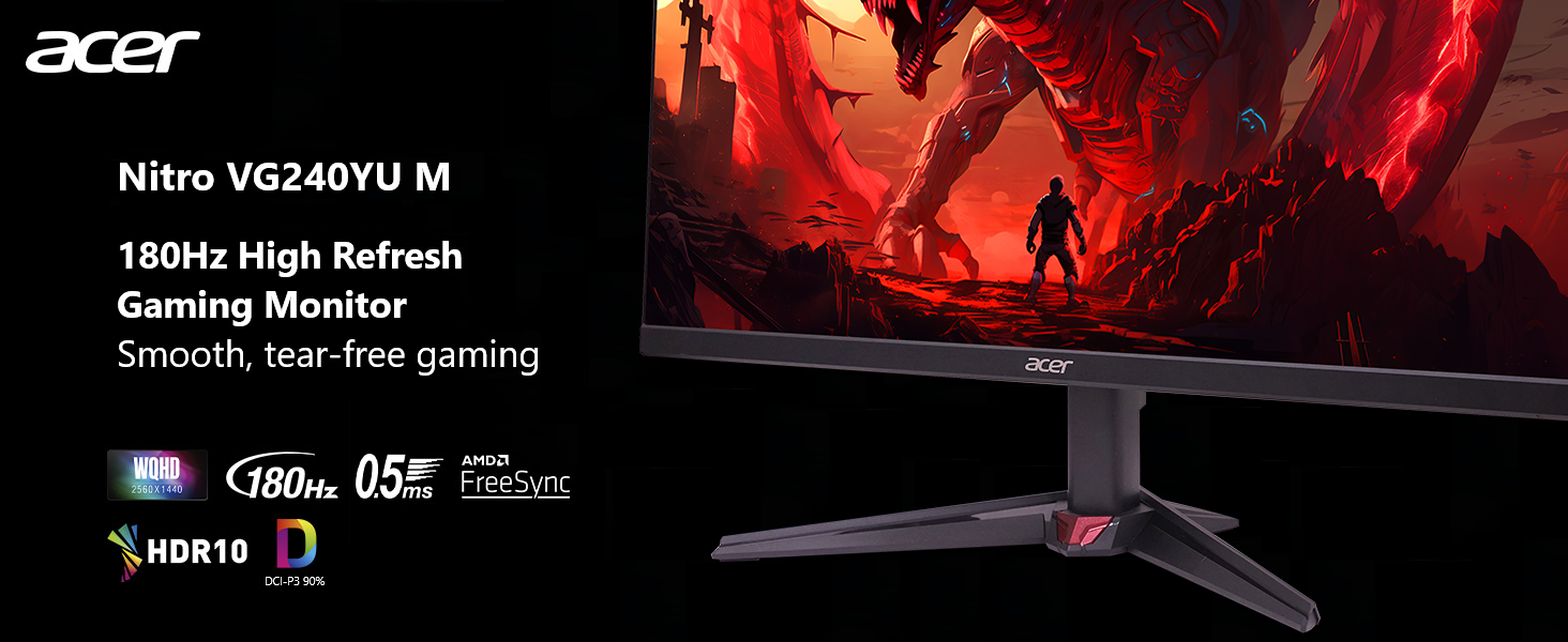 Amazon Choice Acer Nitro VG240YU Mbiipx FreeSync 180Hz 0.5ms Gaming UltraWide 2560 x 1440