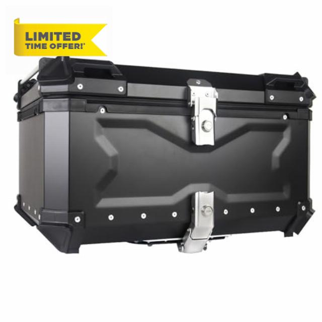 Motorbike Tail Box Scooter Storage Top Box Case Universal Motorcycle Tail Box Aluminum Motorcycle Luggage Waterproof Top Box with Backrest for Store Helmet Large Luggage