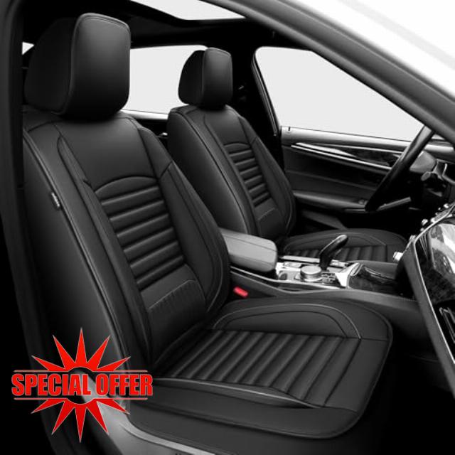 Seat Covers Fit for Subaru Forester 2007-2024 2025 Waterproof Car Seat Covers Full Set 5 Seats Faux Leather Car Seat Cushion Protector Compatible Airbag(Black)