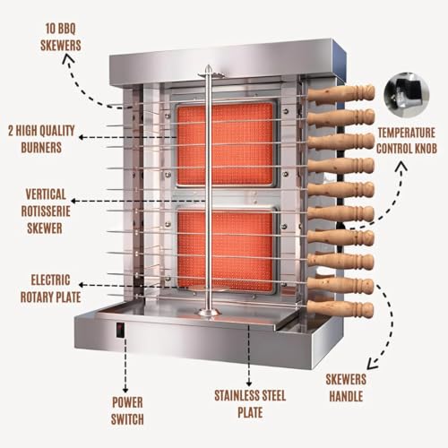 Doner Kebab and Tacos Al Pastor Machine with 10 Kebab Skewers