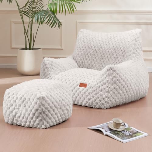 Modern Giant Bean Bag Couch Sofa with Footstool